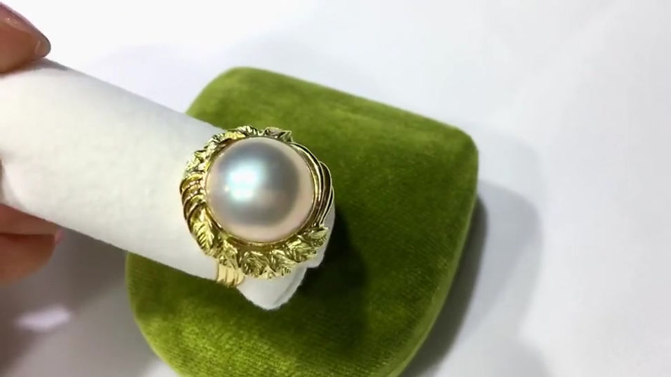 18-19mm Mabe Pearl Ring 18k Gold - AAAA